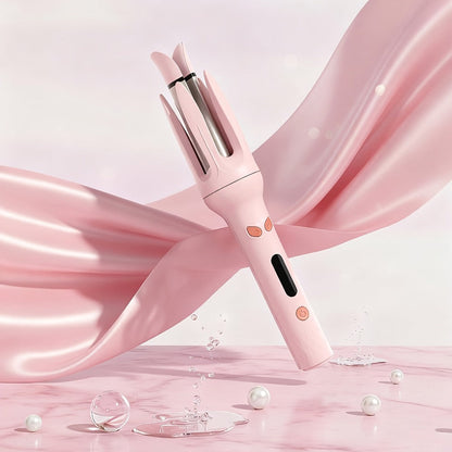 Automatic Rotating Curling Wand with Ceramic Barrel & Smart Anti-Tangle Technology — Adjustable Temp 150–210°C, Fast Heat-Up, Home Travel Salon Hair Curler for Women, Gift Ready, Pink Purple Yellow