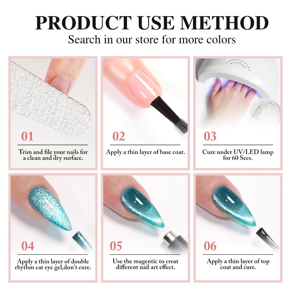 Cat Eye Gel Nail Polish Jelly Blue 0.54oz Sheer Glass-Like Finish — UV LED Soak-Off Long-Lasting Gel Polish for Manicure & Pedicure, Easy Application Nail Art Color for Women Home Salon CY010