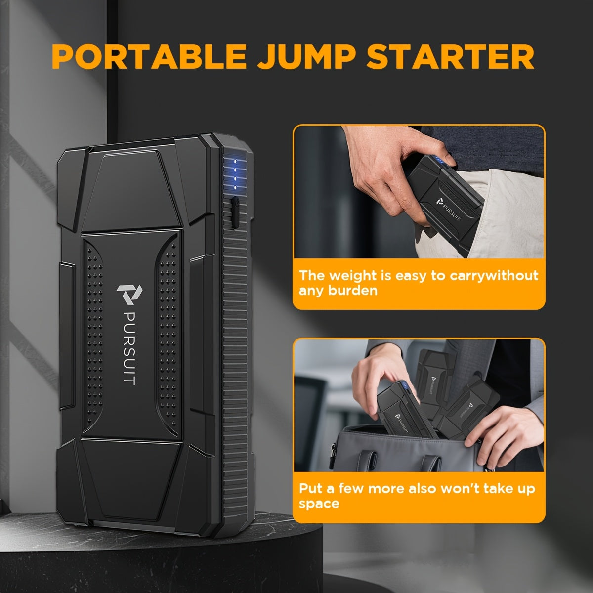 12V Portable Car Jump Starter 800/1000/2000A Peak Battery Booster Jump Box for Car Battery, for 1.59gal Gas & 1.06gal Diesel Cars with Smart Jumper to Prevent Overload Fire, USB Charge Ports & LED Flashlight, 6400mAh Power Bank, Gifts for Driver