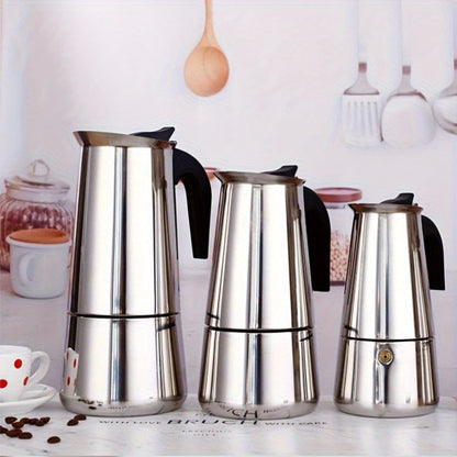 Stainless Steel Moka Pot Italian Espresso Maker – 2/4/6/9 Cup Stovetop Coffee Maker, Straight Style Moka Express for Home, Camping & Outdoor Use, Includes Cleaning Cloth – Professional Espresso Brewer