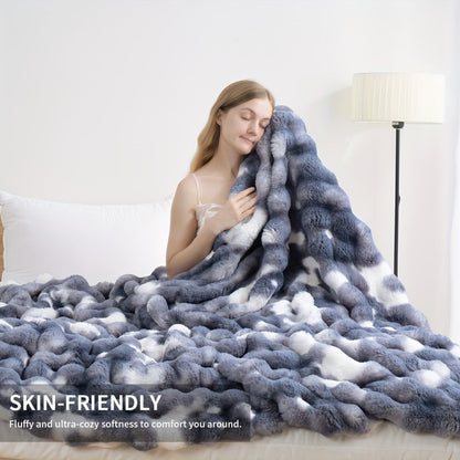 3D Faux Rabbit Fur Fleece Blanket - Double-Sided All-Season Throw variant image