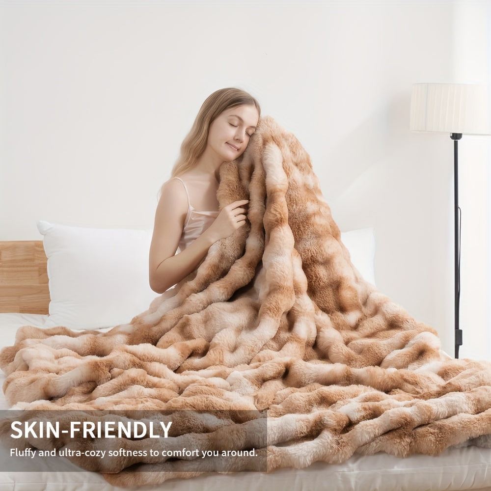 3D Faux Rabbit Fur Fleece Blanket - Double-Sided All-Season Throw variant image - product view 28