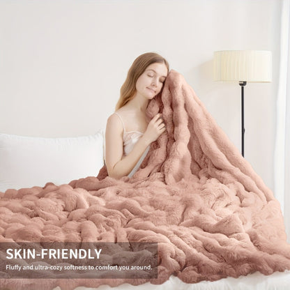 Soft Comfortable Kids Blankets Warm 3D Rabbit Fur Like Double Sided Fleece Blanket - product view 2