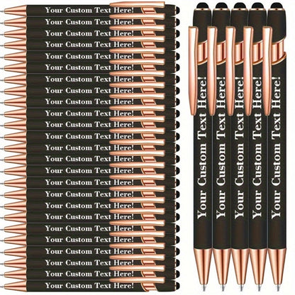 Custom Engraved Luxury Pens Bulk Set with Touch Tip & Soft Grip - Personalized with Logo, Name or Text, Elegant Gift Pens for Wedding, Birthday, Christmas, Office, Party Giveaways - 25/30/35/45/50 Pcs