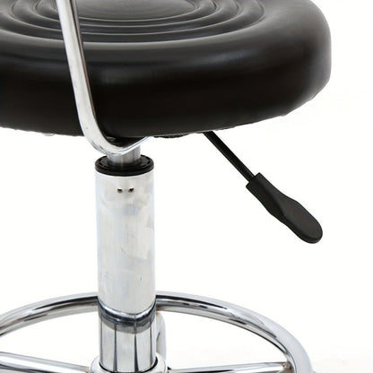 Cushioned Salon Stool with Backrest & Adjustable Height 18.9"-22.8" - Round 360° Swivel Chair for Hair Salon Spa Barbershop Office Home, Chrome Base, Black