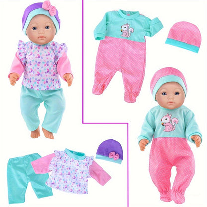 Doll Clothes Set 10 Outfits for 14 15 16 Inch & 43cm Newborn Baby Dolls Soft Handmade Easy On Off Doll Clothing Pack Birthday Christmas Gift for Girls Kids Ages 3-12 No Doll