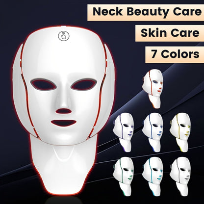 7-Color LED Light Therapy Facial Mask Device – Skincare Beauty Tool for Face & Neck, USB Rechargeable, Anti-Aging Red Light, Acne Blue Light, Skin Rejuvenation Gift