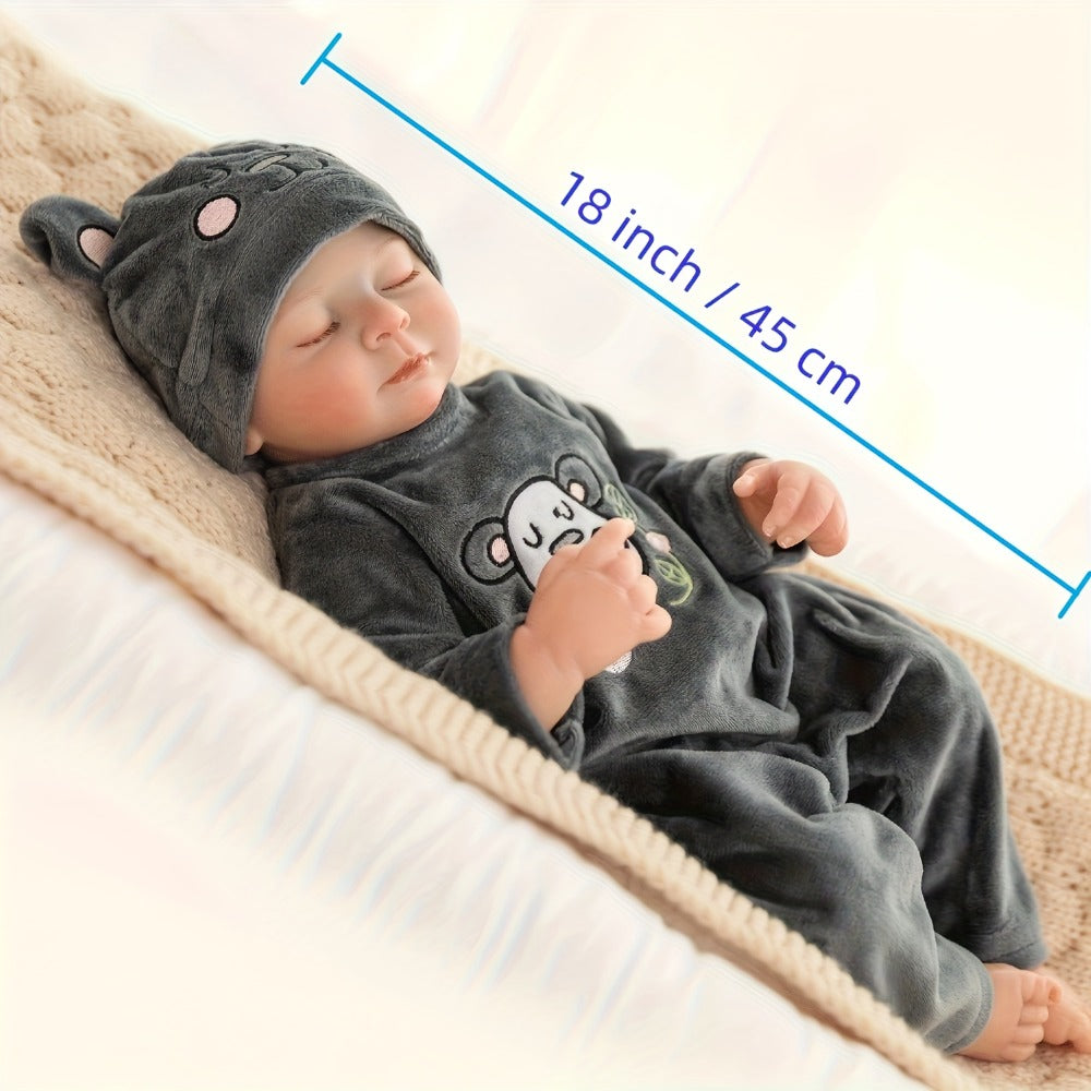 Reborn Baby Doll 18 Inch 45CM Lifelike Newborn Doll Only No Accessories – Realistic Baby Body, Safe for Kids Ages 3+, Customizable Starter Doll, Birthday Halloween Christmas Gift for Girls & Collectors