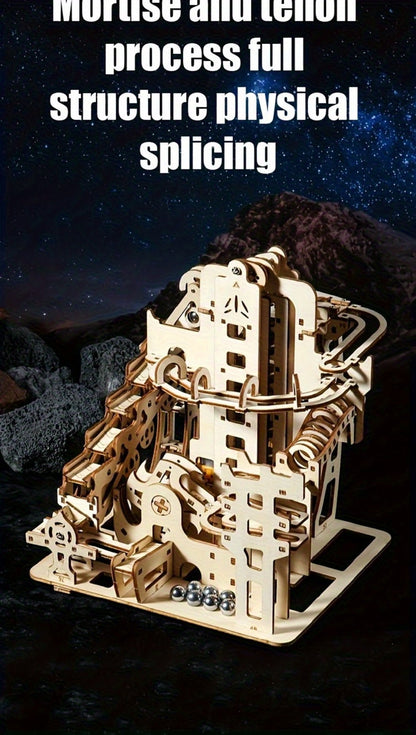 Wooden Ball Track Puzzle Model Kit – STEM Engineering Building Set for Adults & Teens, Kinetic Marble Run Expansion Sets A & B, Brain Teaser DIY Craft, Unique Birthday Gift for Men Women