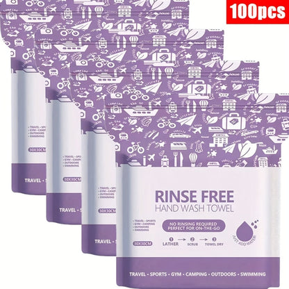 Disposable No-Rinse Soap Towel Sheets for Travel Camping Gym - Portable Foam Bath Towel Sensitive Skin Safe Wet Lather Dry All-In-One Body Wash Towel 25/50/100/250pcs