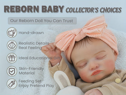 Reborn Baby Doll 20 Inch Lifelike Newborn Girl with Soft Body Feeding Set & Sleeping Pose – Realistic Silicone-Like Infant Toy Safe for Kids Ages 3+ Perfect Birthday Christmas Gift 50cm