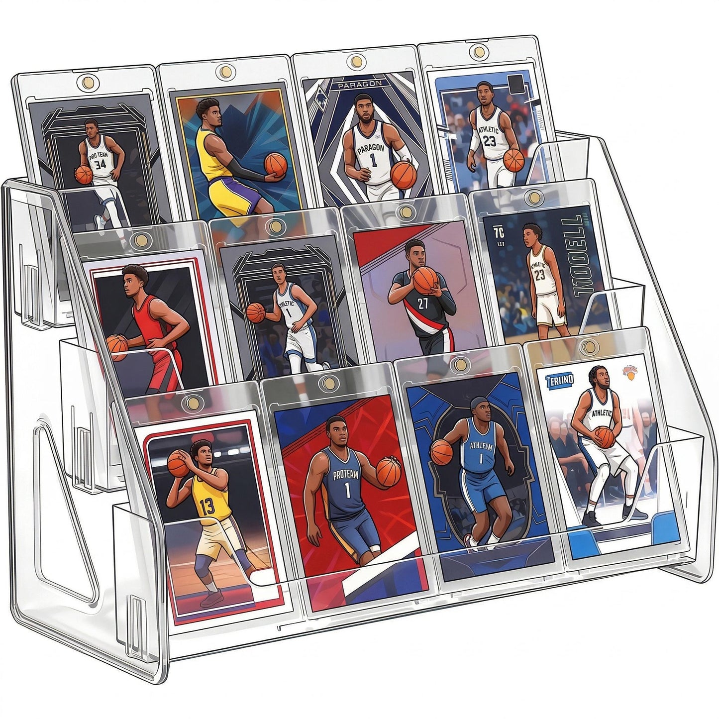 PSA BGS SGC Graded Card Display Stand – 3 or 5-Tier Vertical Collectible Card Showcase, Snap-In Assembly No Tools Desktop Holder for Baseball Basketball Pokemon MTG Trading Cards
