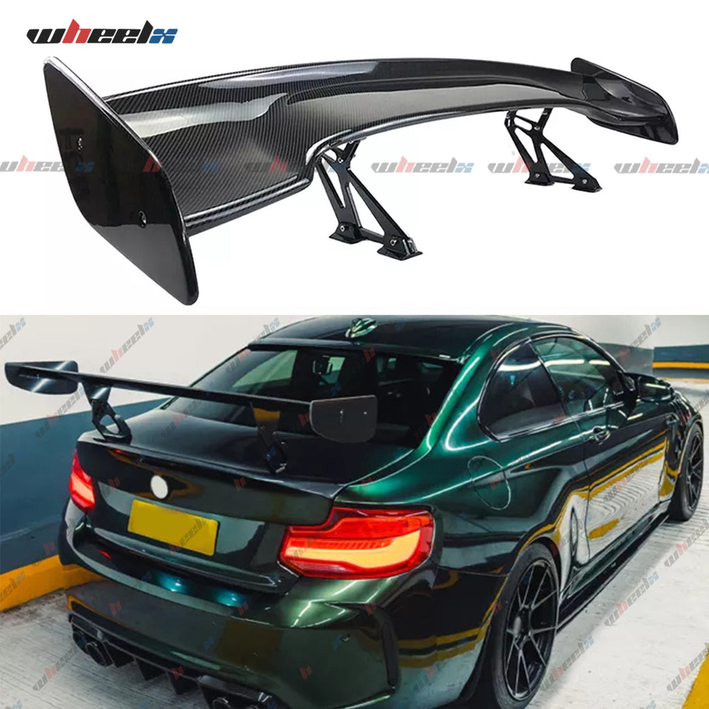 57 Inch Universal Rear Trunk Spoiler Wing GT Style ABS Racing Car Spoiler Compatible with Sedan Coupe Hatchback Wide Adjustable Rear Spoiler Wing Matt Black/ Glossy Black/ Carbon Fiber