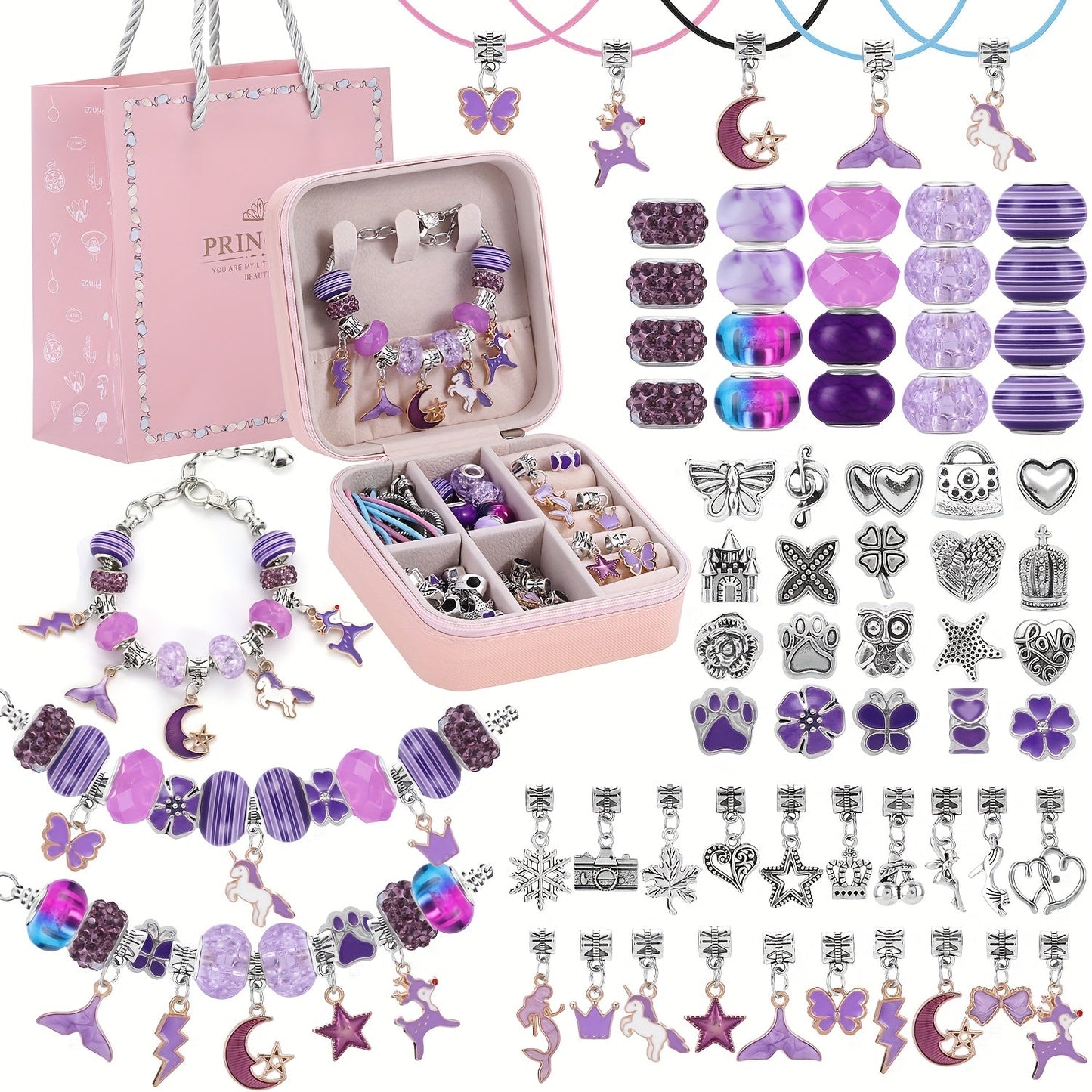 Bracelet Making Kit for Girls & Women – DIY Unicorn Mermaid Jewelry Craft Set with Portable Jewelry Box, Handmade Beaded Bracelet, Birthday Christmas Valentine's Day Graduation Gift