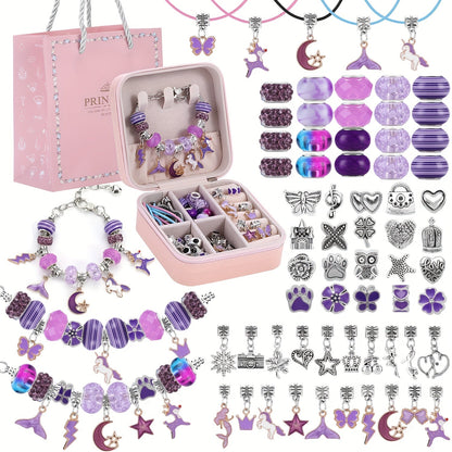 Bracelet Making Kit for Girls & Women – DIY Unicorn Mermaid Jewelry Craft Set with Portable Jewelry Box, Handmade Beaded Bracelet, Birthday Christmas Valentine's Day Graduation Gift