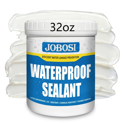 Waterproof Sealant Liquid Glue 32oz 1KG Leak Repair Agent – Indoor Outdoor Waterproof Coating for Roof Basement Wall Pipe Crack Sealing, Transparent & Black, Strong Adhesive Waterproof Repair Glue