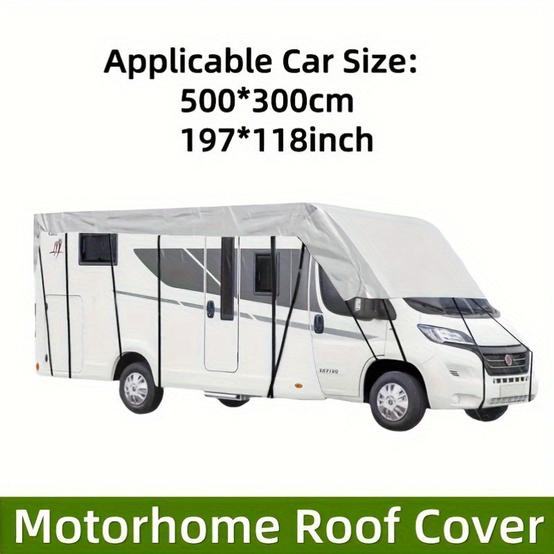 RV & Motorhome Cover, Polyester Travel Trailer Protector, Snow Frost Leaf Dust Rain Sun Protection, with Convenient Storage Bag, Adjustable Straps + Hooks, Easy Installation RV & Trailer Covers