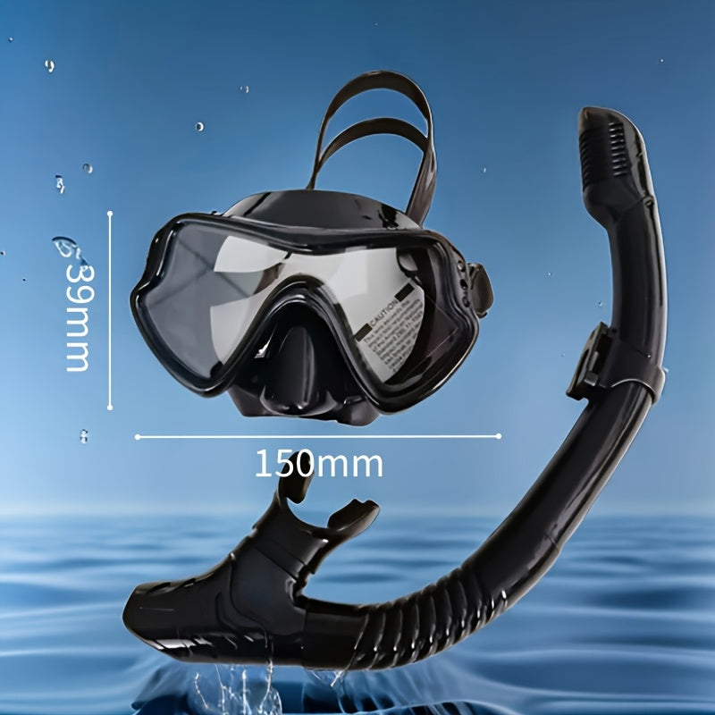 Panoramic HD Diving Mask Anti-Fog Tempered Glass Snorkel Mask with Nose Cover for Adults Youth Scuba Diving Snorkeling Swimming Pink Blue Black