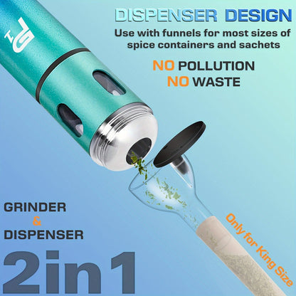 Electric Herb Grinder USB Rechargeable – Portable Spice Mill with One-Button Operation, Travel Bag, Funnel & Cleaning Brush | 4 Colors Available