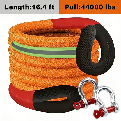 Heavy Duty Recovery Tow Rope, 44000/40000/25000/5700 LBS Break Strength, Emergency Tow Rope for Truck Jeep ATV & More, Towing Strap with 2pcs D Ring Shackles, Reflective Safety Flag, Storage Bag, Truck Towing, Vehicle Recovery, Durable Strap
