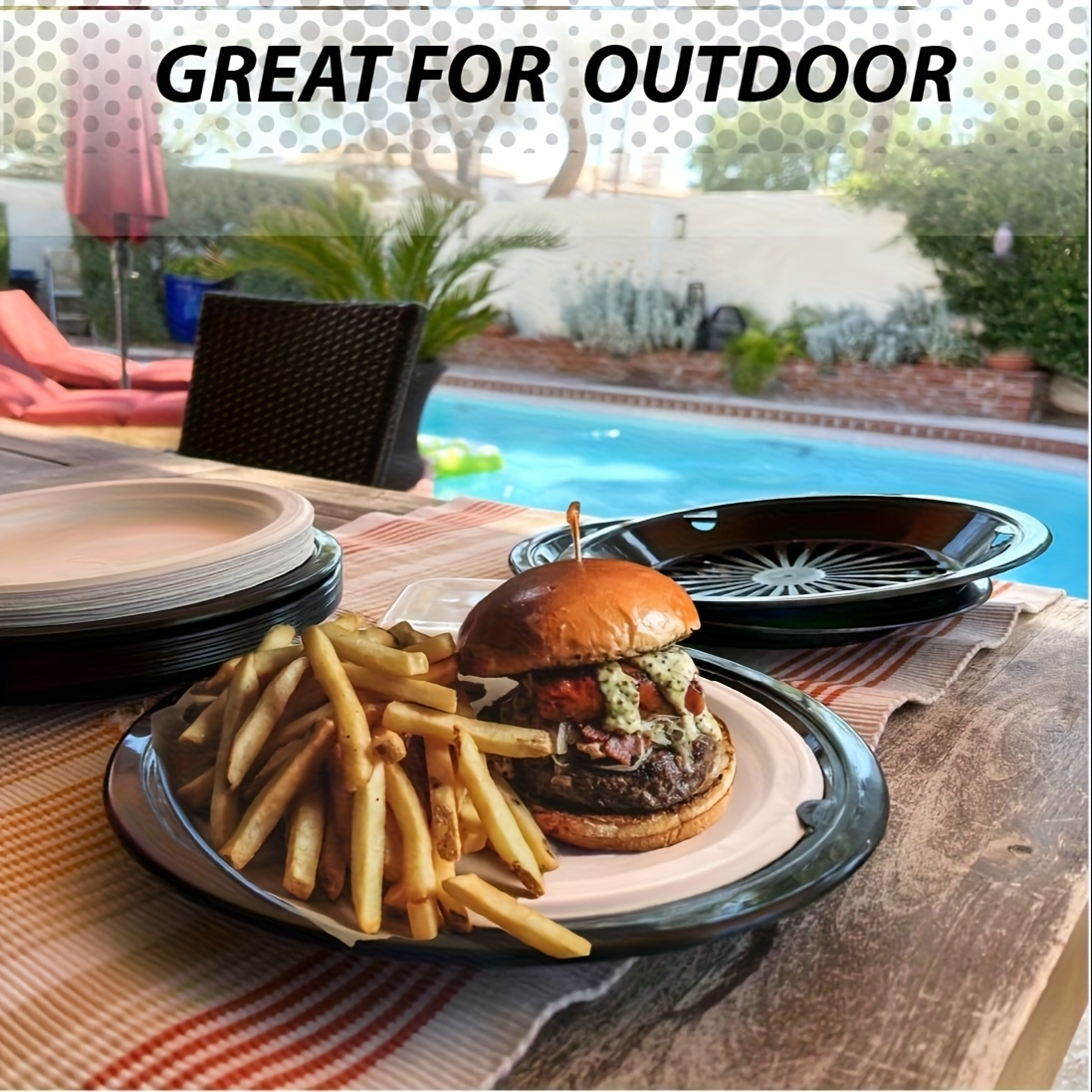 Reusable Plastic Paper Plate Holders Set – 10 Inch Snap-On Groove Design, Thickened Durable Holder for Picnics, BBQ, Camping & Party Dinners, Streamlined Dishwasher-Safe Plate Carrier (12 or 20 Piece)