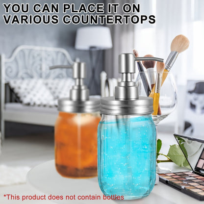 Mason Jar Soap Dispenser Pump Lids 4 Pack – 304 Stainless Steel Regular Mouth Mason Jar Pump Replacement, Leakproof Gasket, 3.9" Cuttable Tube, for Kitchen Bathroom Lotion Hand Soap Dish Soap