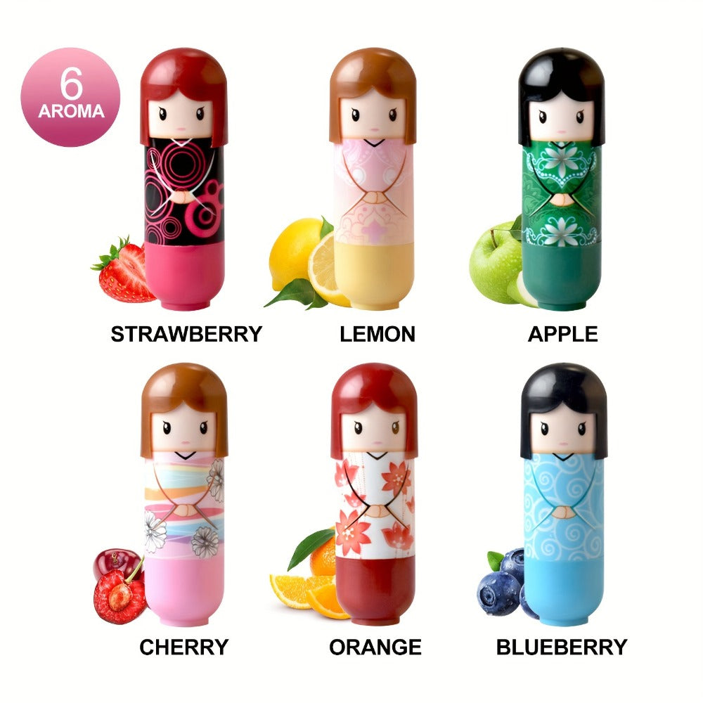 Lip Balm Set 24 Pieces - Cute Doll Design Moisturizing Lip Care, Long-Lasting Hydration for Dry & Chapped Lips, Fun Birthday Gift for Girls, Teens & Kids, Set A & Set B