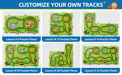 Jigsaw Puzzle Race Track Car Set Toy for Boys Kids – 39 56 73 PCS Flexible Building Track with Toy Cars | STEM Educational Play | Best Birthday Christmas Gift Ages 3 4 5 6 7