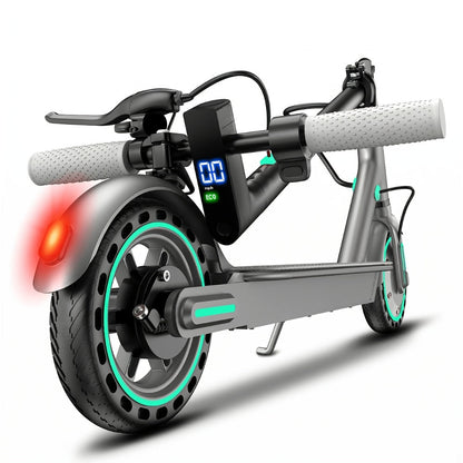 Electric Scooter for Adults 350W Motor 19 MPH 21-Mile Range Foldable Commuter Scooter 8.5 Inch Solid Tires APP Control Dual Brake LED Lights Portable
