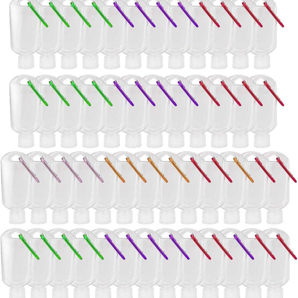 TSA Approved Travel Bottles with Keychain Leakproof Refillable Squeeze Containers 50-Pack Clear Plastic 1.7oz 50ML for Toiletries Lotion Shampoo Conditioner Soap Hand Sanitizer Essential Oils