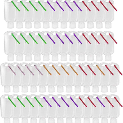 TSA Approved Travel Bottles with Keychain Leakproof Refillable Squeeze Containers 50-Pack Clear Plastic 1.7oz 50ML for Toiletries Lotion Shampoo Conditioner Soap Hand Sanitizer Essential Oils