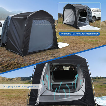 SUV Tent for Camping 5 Person Car Camping Tent Waterproof Tailgate Tent Easy Setup with Porch Awning for Outdoor Road Trip Family Camping Black Gray Navy Green
