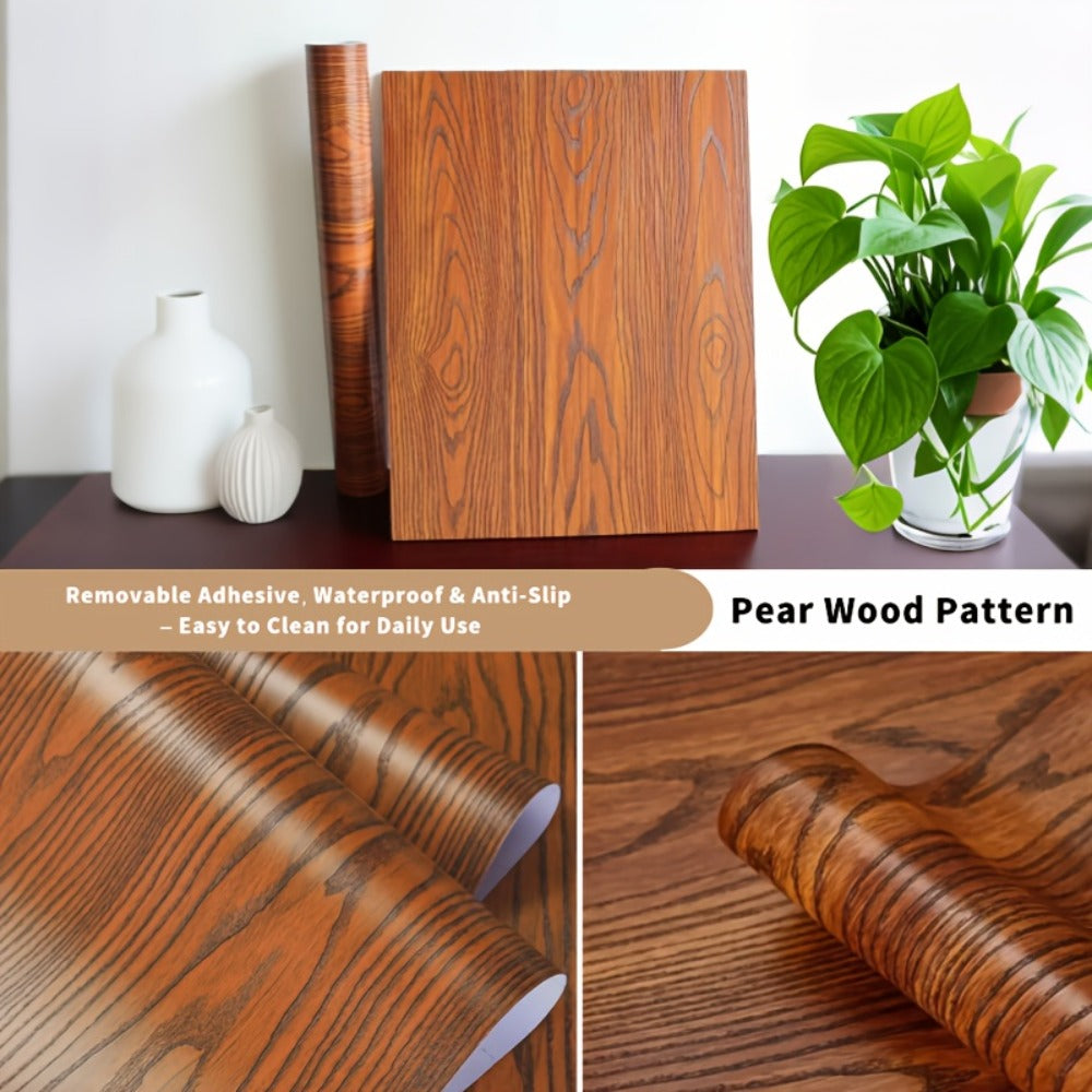 Wood Grain Floor Sticker Roll Peel & Stick Self-Adhesive Non-Slip Thickened Vinyl – Vintage DIY Flooring for Walls, Floors, Desks & Door Panels