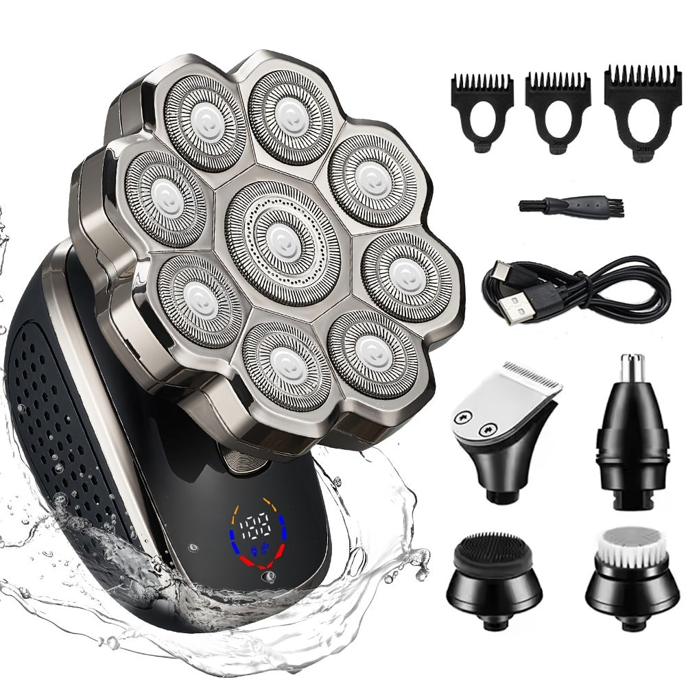 Men's Electric Rotary Shaver 7D 9D with LED Display — Titanium Blades, Wet & Dry, USB-C Fast Charging, Head Shaver & Bald Barber Tool, Father's Day Gift for Men
