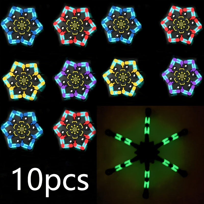 Fidget Spinners Robot Fingertip Toys 10 or 15 Pack – Stress Relief Mechanical Gyro Spinning Tops, Luminous & Standard, Party Favors for Kids Adults