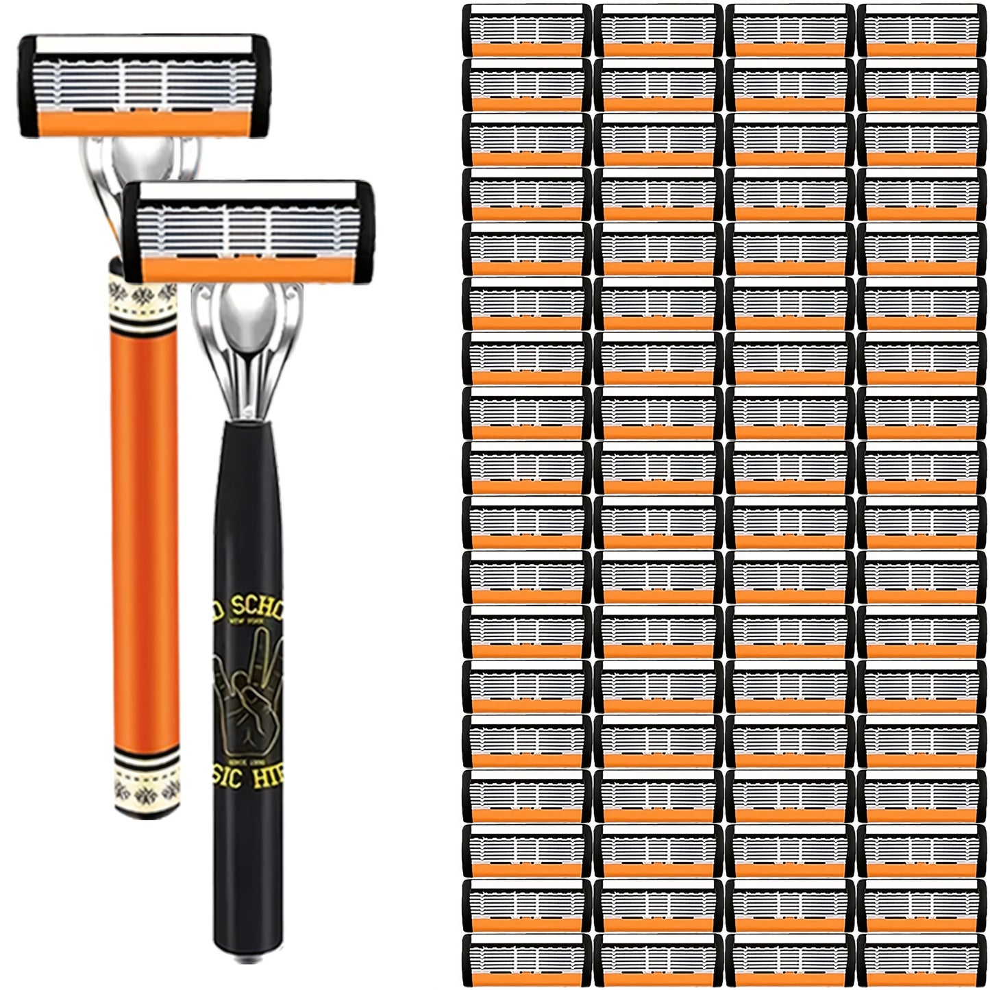Double Edge Safety Razor Set for Men with 2 Handles & Stainless Steel Replacement Blades — Barber-Quality Close Shave Manual Shaving Kit, Reusable Eco-Friendly Razor, 24/36/54/72 Blade Options