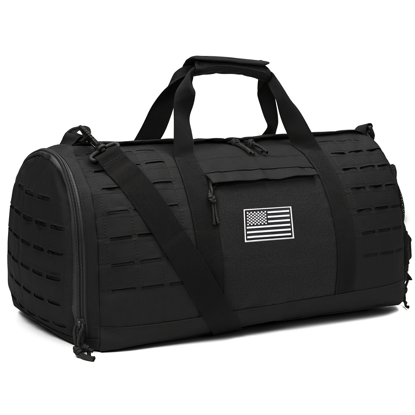 Tactical Duffle Bag 40L for Men Heavy Duty Gym Bag with Shoe Compartment Laptop Pocket Waterproof Sport Travel Bag Weekender Overnight Bag for Gym Fitness Basketball Football Office Commute Khaki Black Green