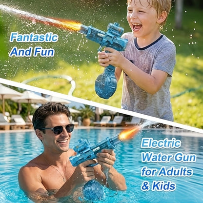 Electric Water Gun High Pressure Automatic Squirt Blaster with LED Flash & USB-C Rechargeable – 40ft Long Range Rapid Fire for Kids Teens Adults, Pool Beach Backyard Summer Outdoor Toy Gift