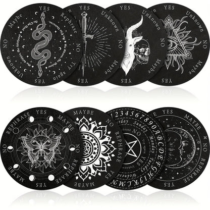 Pendulum Board Wooden 8 Pack – Retro Wiccan Divination Board 6 Inch with Metaphysical Messages Dowsing Board for Beginners Witchcraft Decision Making Spiritual Gift
