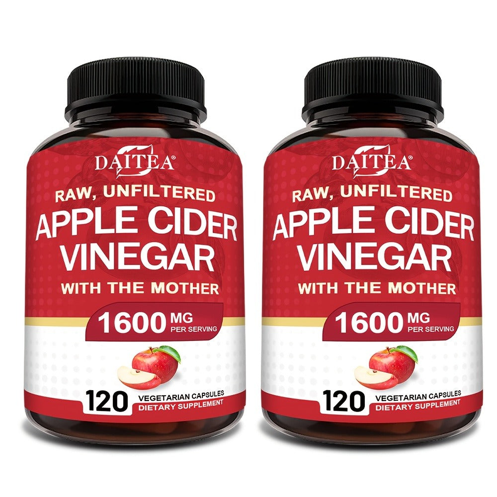 Apple Cider Vinegar Capsules 1600mg with Vitamin & Mineral Blend – Digestion, Weight Management & Energy Supplement 120 Capsules 60-Day Supply for Women & Men | 1, 2 or 3 Bottle Options