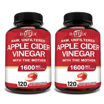 Apple Cider Vinegar Capsules 1600mg with Vitamin & Mineral Blend – Digestion, Weight Management & Energy Supplement 120 Capsules 60-Day Supply for Women & Men | 1, 2 or 3 Bottle Options