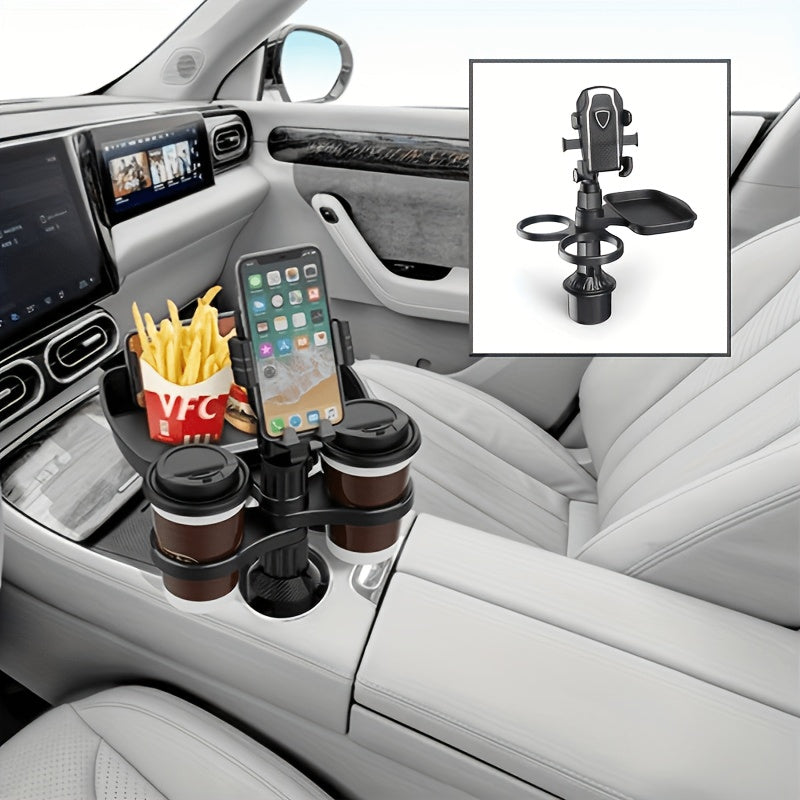 [3-In-1 Car Cup Holder] 3-In-1 Detachable Car Cup Holder - Spacious Expandable Food Table with Sturdy Base - Essential Accessory for Long Trips