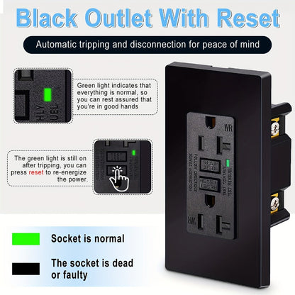 GFCI Outlet 20 Amp Tamper Resistant WR Weather Resistant with Wall Plate ETL Listed LED Indicator Test Reset Button Ground Fault Circuit Interrupter for Bathroom Kitchen Garage 2 4 6 10 20 Pack Black White