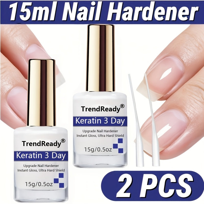 Nail Hardener for Weak Brittle Splitting Nails 2 Pack - Extra Strong Fast Drying Long Lasting White Nail Strengthener with Vitamin E Base Coat Manicure Treatment for Women Nail Care