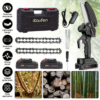 Electric Chainsaw 4 Inch Portable for Makita 21V Battery | 19.2FT/S High Speed Auto Oiler Handheld Saw with 2 Batteries | Lightweight Tree Branch Trimming Tool