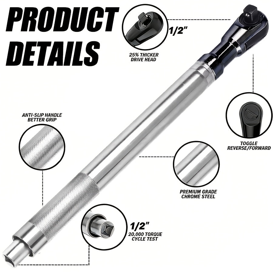 1/2" Offset Extension Wrench for Impact Drills, Ratchet Extended Wrench, Electric Extended Wrench, 3-In-1 Impact Wrench Extender, Suitable for Confined Spaces