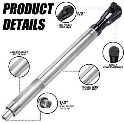 1/2" Offset Extension Wrench for Impact Drills, Ratchet Extended Wrench, Electric Extended Wrench, 3-In-1 Impact Wrench Extender, Suitable for Confined Spaces