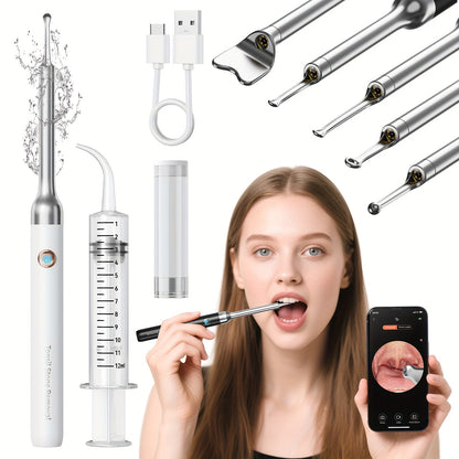 Intelligent Visual Tonsil Stone Removal Kit – 1080P HD Camera, 6 LED Lights, Wi-Fi & App Connection, Multi-Accessory Oral Inspection Tool for All Ages
