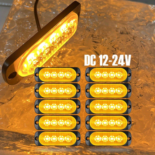 Set of 10 Upgraded Universal LED Lights for Trucks And Cars, Available in Amber, Red, And White Colors, Suitable for 12V-24V Systems, Without Battery