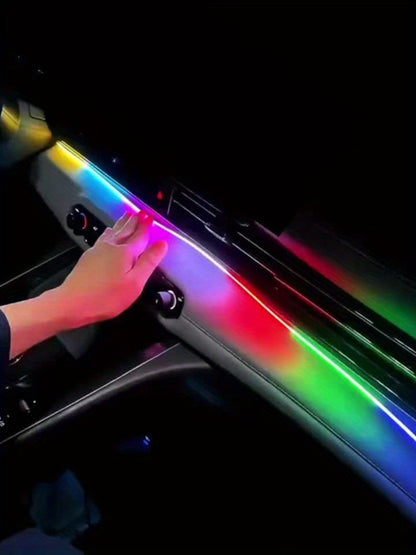 Car Interior LED Strip Lights App Control Dreamcolor Dynamic 114" Fiber Optic Ambient Lighting Kit for Center Console Door Decoration, Music Sync USB Power, 4pcs 6-in-1 10-in-1 Options